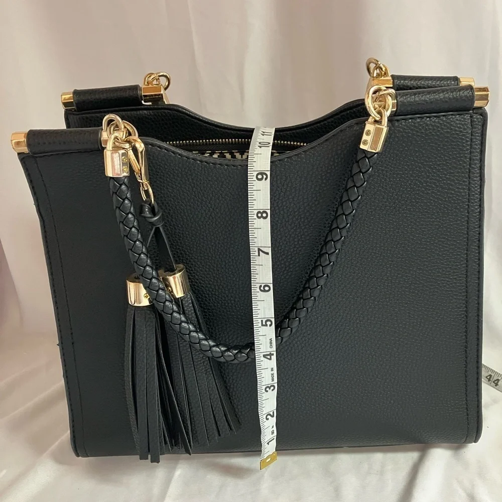 Miztique Black Tote with Gold Details